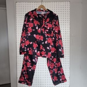 Victoria's Secret Black and Red Floral Pajama Set